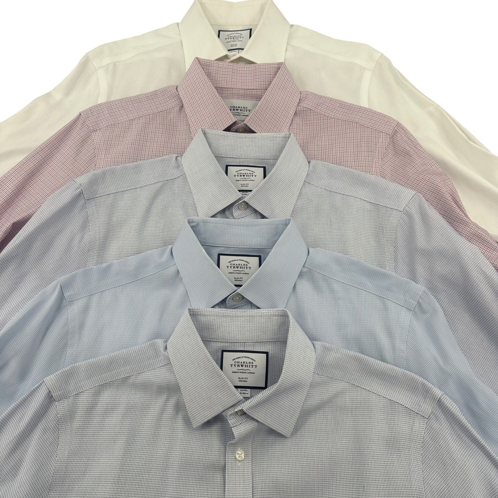 Lot (5) Charles Tyrwhitt Slim Fit Non-Iron Dress Shirt French Cuff Men's  16/34